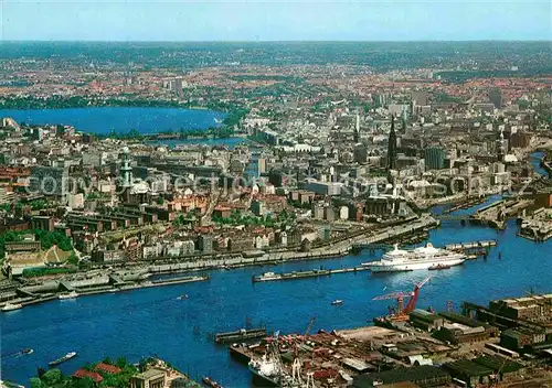AK / Ansichtskarte Hamburg Panorama vom Hafen Richtung Stadt Kat. Hamburg