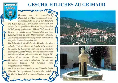 AK / Ansichtskarte Grimaud Geschichte der Stadt Brunnen Panorama  Kat. Grimaud