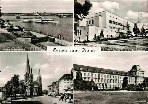 AK / Ansichtskarte Bonn Rhein Rheinpromenade Muenster Universitaet Bundeshaus Kat. Bonn