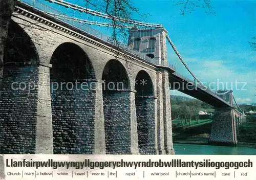AK / Ansichtskarte Gwynedd Wales Menai Suspension Bridge Kat. Gwynedd