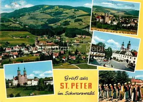 AK / Ansichtskarte St Peter Schwarzwald Panorama Schloss Trachtengruppe Kat. St. Peter