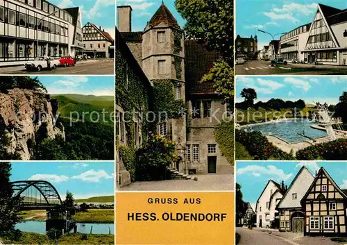AK / Ansichtskarte Hessisch Oldendorf Teilansichten Bruecke Schloss Schwimmbad Kat. Hessisch Oldendorf