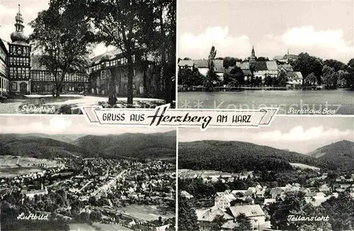 AK / Ansichtskarte Herzberg Harz Schlosshof Luftaufnahme Panorama Kat. Herzberg am Harz