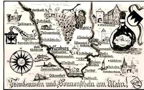 AK / Ansichtskarte Wuerzburg Frankenwein Dettelbach Wipfeld Zellingen Iphofen Volkach  Kat. Wuerzburg
