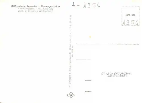 AK / Ansichtskarte Altharlingersiel Ostfriesische Teestube Blumengaststaette  Kat. Neuharlingersiel