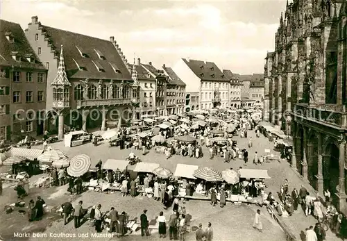 AK / Ansichtskarte Freiburg Breisgau Markt Kaufhaus Muenster  Kat. Freiburg im Breisgau