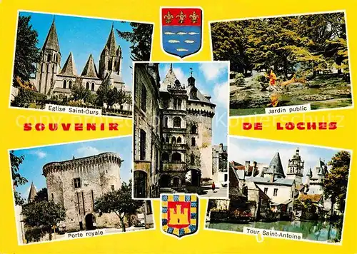 AK / Ansichtskarte Loches Indre et Loire Kirche Park Stadttor Tour Saint Antonie Kat. Loches