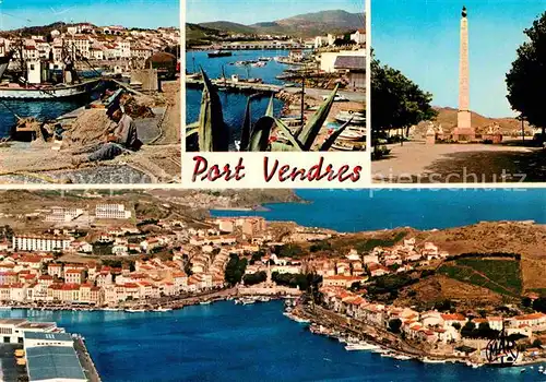 AK / Ansichtskarte Port Vendres Hafen Fliegeraufnahme Obilisk Teilansicht  Kat. Port Vendres