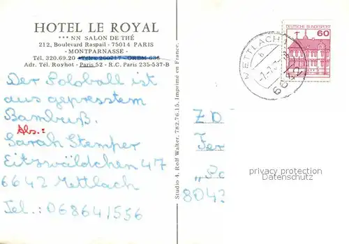 AK / Ansichtskarte Paris Hotel Le Royal Kat. Paris