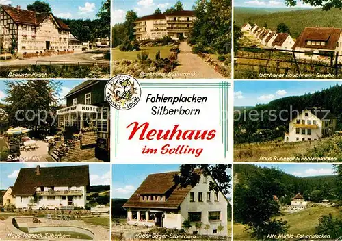 AK / Ansichtskarte Neuhaus Solling Brauner Hirsch Parkhotel Gerhardt Hauptmann Str Sollinger Hof Haus Ruebezahl Haus Tanneck Wilder Jaeger Silberborn Alte Muehle Kat. Holzminden