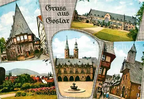 AK / Ansichtskarte Goslar Brusttuch 2 Kaiserpfalz Blick vom Georgenberg Rathaus mit Marktkirche Grosses Heiliges Kreuz Kat. Goslar