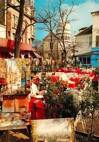 AK / Ansichtskarte Paris Place du Tertre et la Coupole du Sacre Coeur Kat. Paris