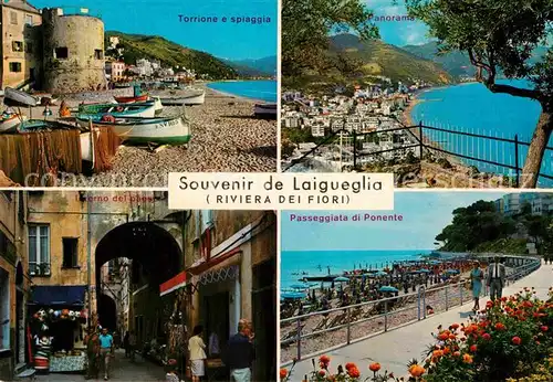 AK / Ansichtskarte Laigueglia  Torrione e spiaggia Panorama Passeggiata di Ponente Literno del paese Kat. Savona