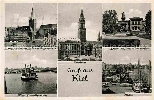 AK / Ansichtskarte Kiel Markt Kaiser Wilhelm Universitaet Faehre Hafen  Kat. Kiel