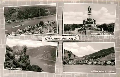 AK / Ansichtskarte Assmannshausen Niederwalddenkmal Burg Rheinstein 