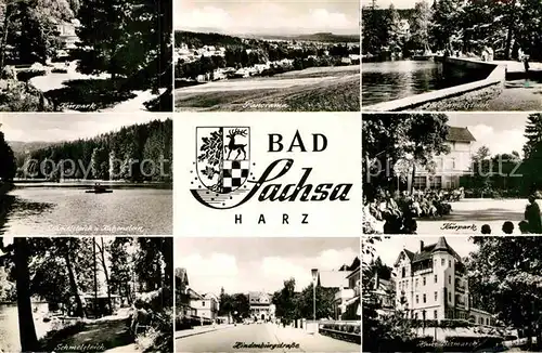 AK / Ansichtskarte Bad Sachsa Harz Kurpark Hindenburgstrasse Haus Bismarck Schmelzteich  Kat. Bad Sachsa