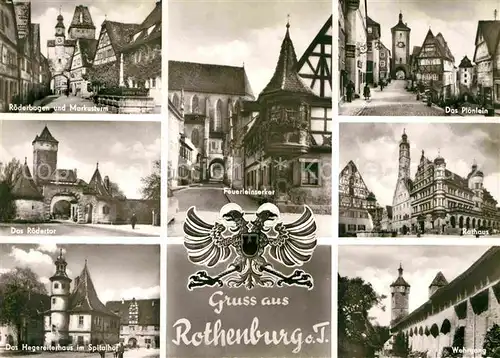 AK / Ansichtskarte Rothenburg Tauber Rathaus Ploenlein Wehrgang Spitalhof Kat. Rothenburg ob der Tauber