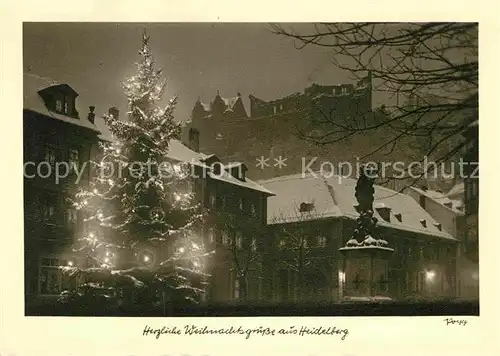 AK / Ansichtskarte Heidelberg Neckar Winter Nachtaufnahme Schloss Kat. Heidelberg