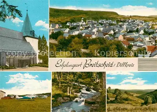 AK / Ansichtskarte Breitscheid Hessen Panorama Kirche Flugplatz Kat. Breitscheid