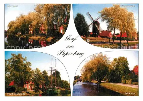 AK / Ansichtskarte Papenburg Ems Windmuehle Traditionsschiffe Kanal 