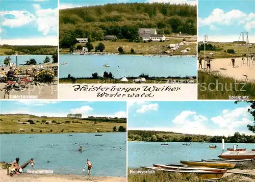 AK / Ansichtskarte Heisterberg Dillkreis Heisterberger Weiher Cafe Terrasse Spielplatz Schwimmbad  Kat. Driedorf