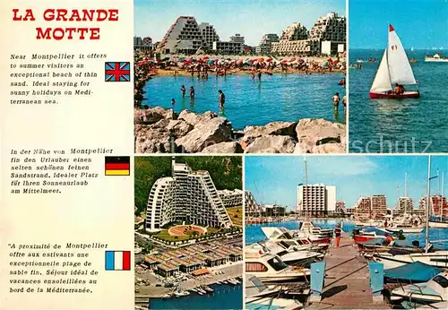 AK / Ansichtskarte Grande Motte La Teilansicht Hafen Hotels Strand Kat. La Grande Motte