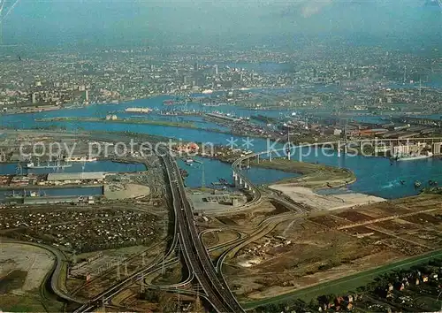 AK / Ansichtskarte Hamburg Fliegeraufnahme Koehlbrandbruecke und Hafen Kat. Hamburg