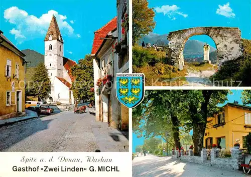 AK / Ansichtskarte Spitz Donau Gasthof Zwei Linden Pfarrkirche Rotes Tor Kat. Spitz Wachau Donau