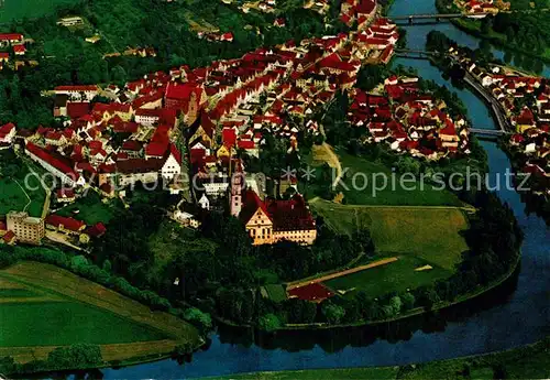 AK / Ansichtskarte Donauwoerth Fliegeraufnahme Stadtkern Zusammenfluss von Donau und Woernitz Kat. Donauwoerth