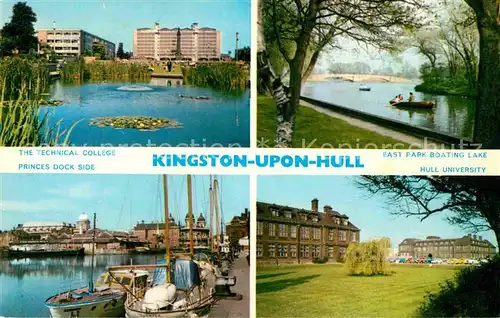 AK / Ansichtskarte Kingston upon Hull City of The Technical College Princes Dock Side East Park Boating Lake Hull University Kat. Kingston upon Hull City of