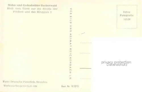AK / Ansichtskarte Buchenwald Weimar Mahn und Gedenkstaette Blick vom Turm Strasse der Freiheit Ringgrab Kat. Weimar