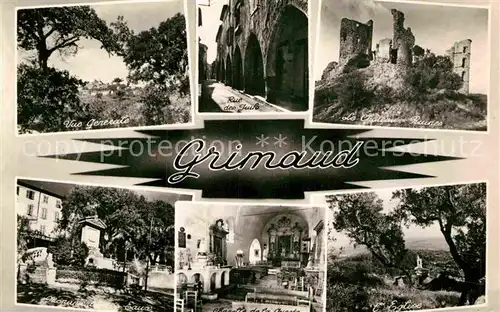 AK / Ansichtskarte Grimaud Vue generale Rue Chateau Ruines Eglise Monument Kat. Grimaud