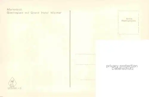 AK / Ansichtskarte Marienbad Tschechien Boehmen Goetheplatz Grand Hotel Weimar Kat. Marianske Lazne