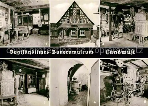 AK / Ansichtskarte Landwuest Vogtlaendisches Bauernmuseum Blockstube Russkueche Kammerwagen 18. Jhdt Kat. Markneukirchen