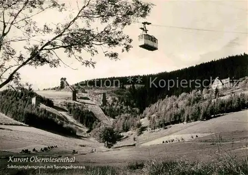 AK / Ansichtskarte Oberwiesenthal Erzgebirge Schoenjungferngrund mit Sprungschanzen Kat. Oberwiesenthal
