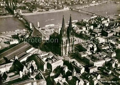 AK / Ansichtskarte Koeln Rhein Dom Fliegeraufnahme Kat. Koeln