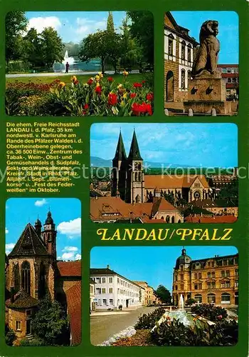 AK / Ansichtskarte Landau Pfalz Kirche Panorama Park Kat. Landau in der Pfalz