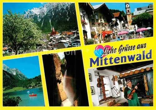 AK / Ansichtskarte Mittenwald Bayern Obermarkt Lautersee Leutaschklamm Kat. Mittenwald