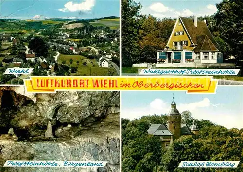 AK / Ansichtskarte Wiehl Gummersbach Panorama Waldgasthof Tropfsteinhoehle Burgenland Schloss Homburg Kat. Wiehl