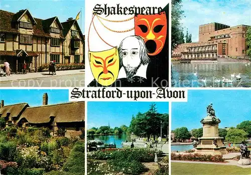 AK / Ansichtskarte Stratford Upon Avon Shakespeare Geburtshaus Theater Statue Kirche Kat. Grossbritannien