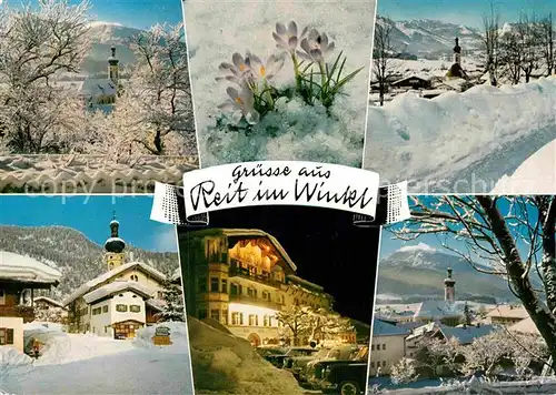 AK / Ansichtskarte Reit Winkl Kirche Krokusse Hotel Winterlandschaft Kat. Reit im Winkl