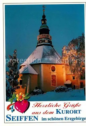 AK / Ansichtskarte Seiffen Erzgebirge Bergkirche Abendstimmung Winter Kat. Kurort Seiffen Erzgebirge