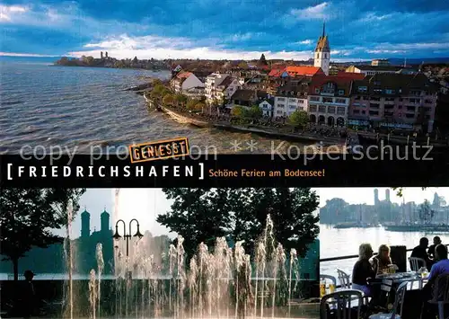 AK / Ansichtskarte Friedrichshafen Bodensee Stadtansicht Wasserfontaene  Kat. Friedrichshafen
