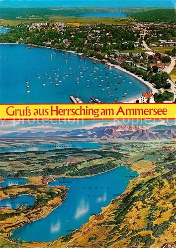 AK / Ansichtskarte Herrsching Ammersee Fliegeraufnahme Panoramakarte  Kat. Herrsching a.Ammersee