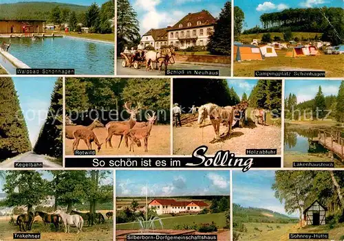 AK / Ansichtskarte Solling Bodenfelde Waldbad Schloss Neuhaus Campingplatz Trakehner Sohnrey Huette Kat. Bodenfelde