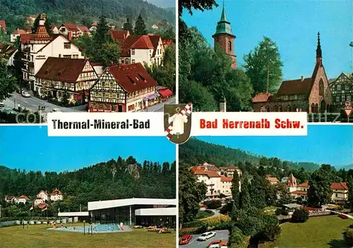 AK / Ansichtskarte Bad Herrenalb Thermal Mineral Bad Kirche Fachwerkhaeuser Kat. Bad Herrenalb
