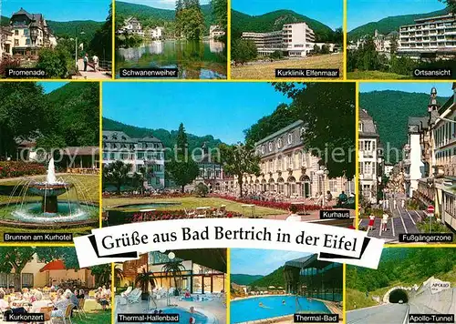 AK / Ansichtskarte Bad Bertrich Promenade Schwanenweiher Kurklinik Elfenmaar Brunnen Kurhotel Kat. Bad Bertrich