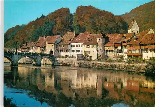 AK / Ansichtskarte Saint Ursanne Teilansicht mit Bruecke