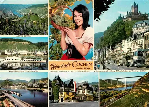 AK / Ansichtskarte Cochem Mosel Burg Cochem Yachthafen Moselpartie Endertorturm Moselpromenade Moseltalbruecke Kat. Cochem