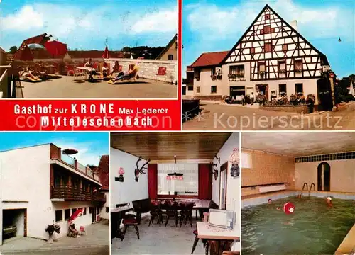 AK / Ansichtskarte Mitteleschenbach Gasthof zur Krone Terrasse Zimmer Hallenbad Kat. Mitteleschenbach